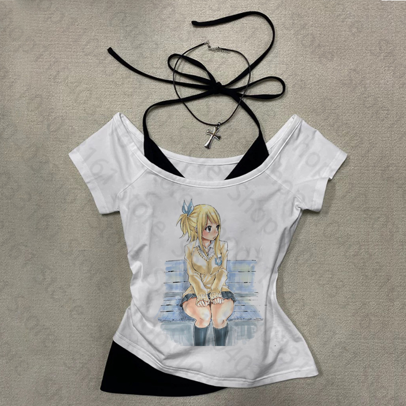 Y2K Graphic Baby Tee Crop - 펑크 스트리트웨어 Y2K 크롭탑 여성 섹시
