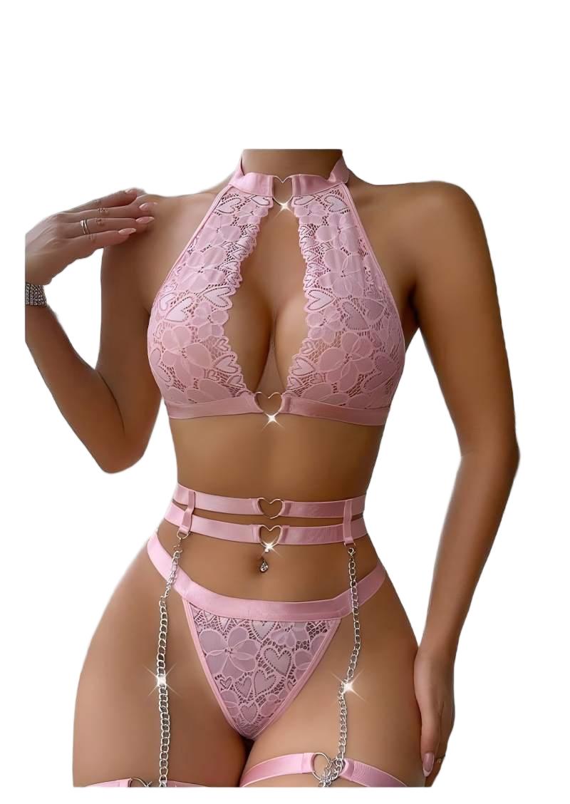 Lingerie - 섹시 란제리 세트, 푸쉬업 레이스 가터