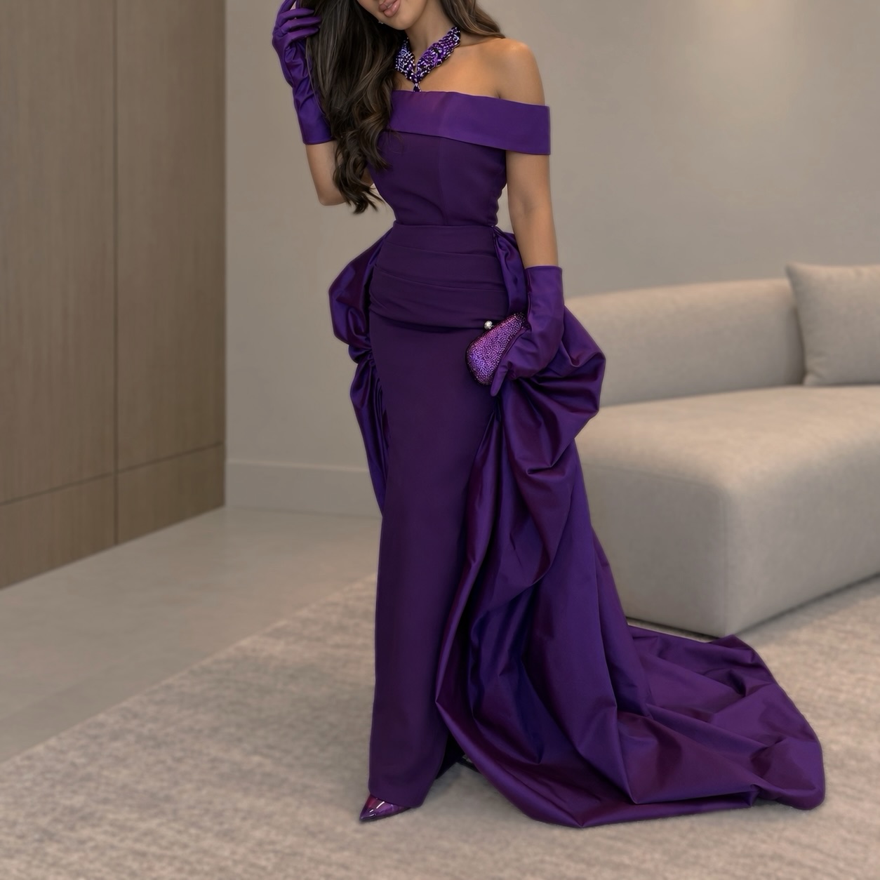 Elegant Satin Evening Gown Split - 맞춤 제작된 섹시한 새틴 소재의 이브닝