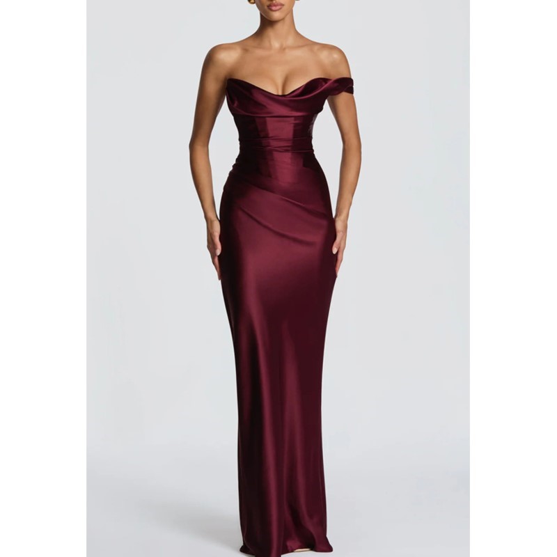 Elegant Satin Evening Gown Split - 섹시 슬림 새틴 드레스 우아하고 시크한