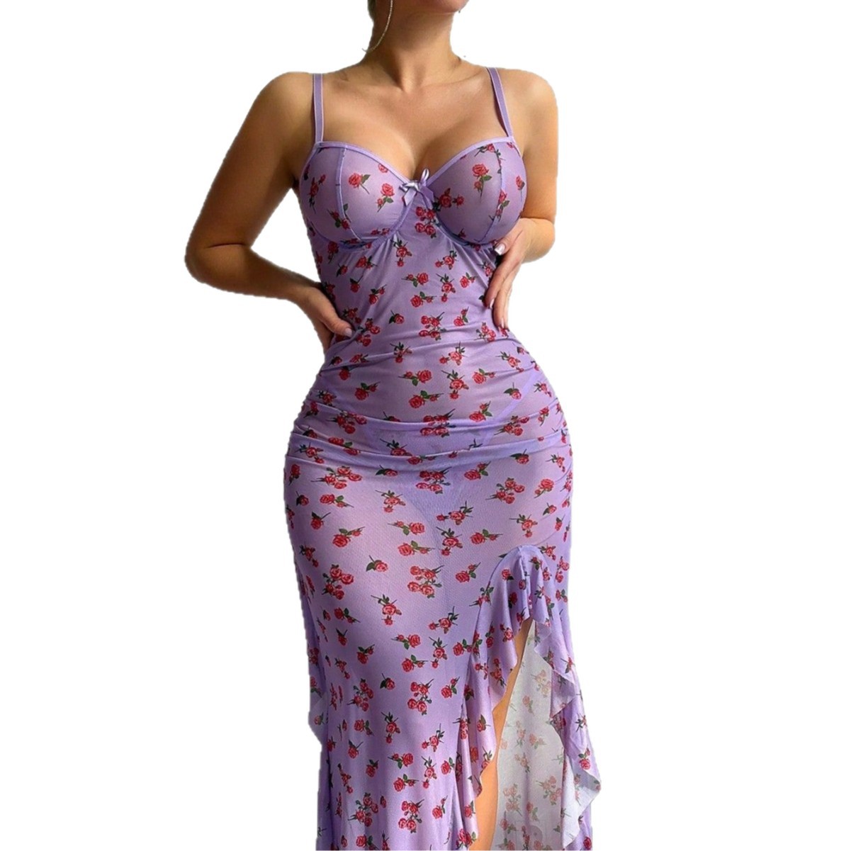 Sexy Mesh Sheer Bodycon Dress - 시스루 메쉬 소재의 플러스 사이즈 섹시