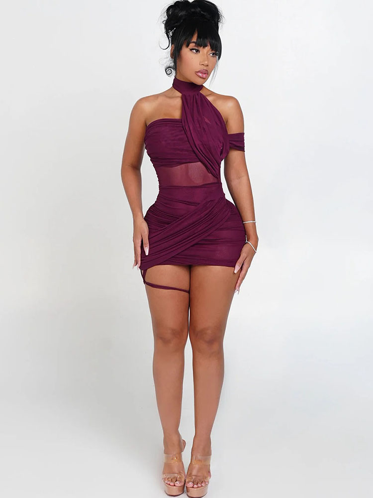 XTOCEAN 시스루 섹시 드레스 여성 Y2K 크로스  - Y2K Backless Halter Mini Dress 리뷰 및 가격