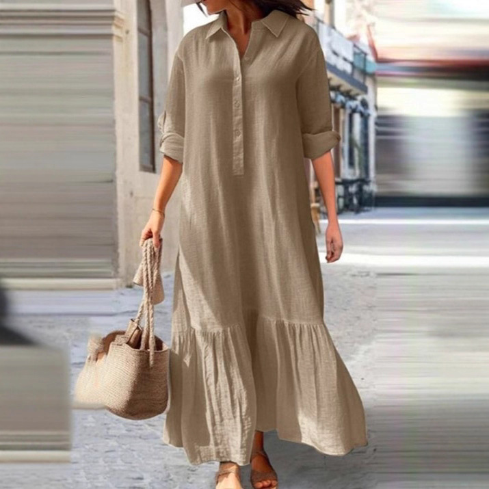 2026 유럽 및 미국 신상 코튼 린넨 롱 언밸런스 드 - Casual Loose Linen Shirt Dress 리뷰 및 가격