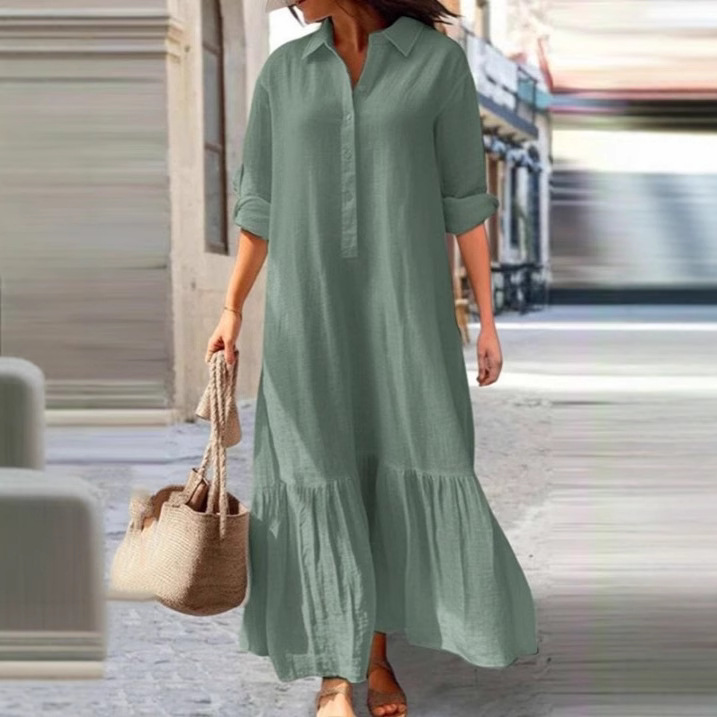 2026 유럽 및 미국 신상 코튼 린넨 롱 언밸런스 드 - Casual Loose Linen Shirt Dress 리뷰 및 가격