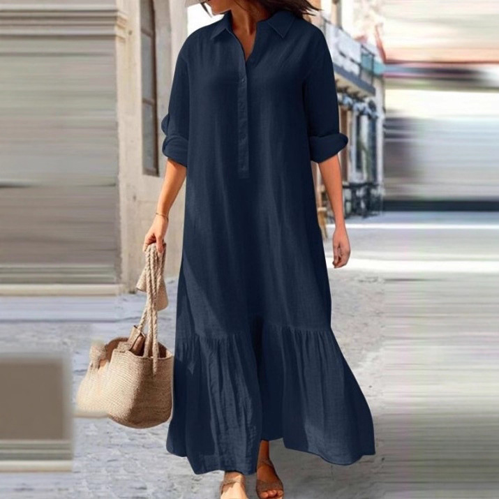 2026 유럽 및 미국 신상 코튼 린넨 롱 언밸런스 드 - Casual Loose Linen Shirt Dress 리뷰 및 가격