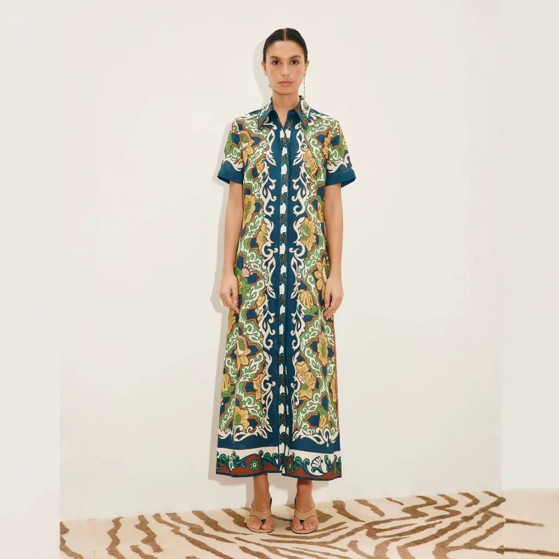 2026년 가을 신상 트렌디 여성 린넨 플로럴 프린트  - Casual Loose Linen Shirt Dress 리뷰 및 가격
