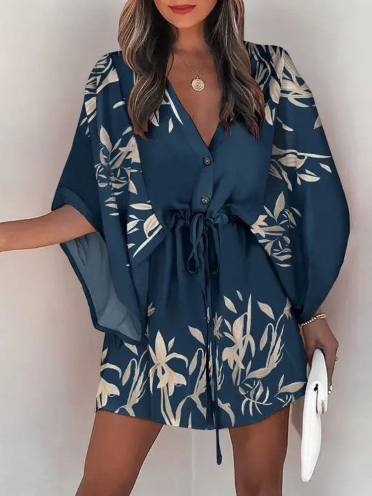 여름 캐주얼 드레스 여성 패션 플라잉 슬리브 v 넥 프 - French Vintage Floral Midi Dress 리뷰 및 가격