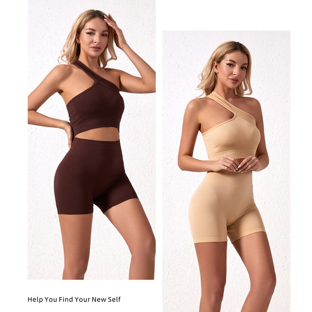 2피스 캐주얼 심리스 여성 운동복 세트 리브드 원숄더  - Seamless Ribbed Workout Tank Top 리뷰 및 가격