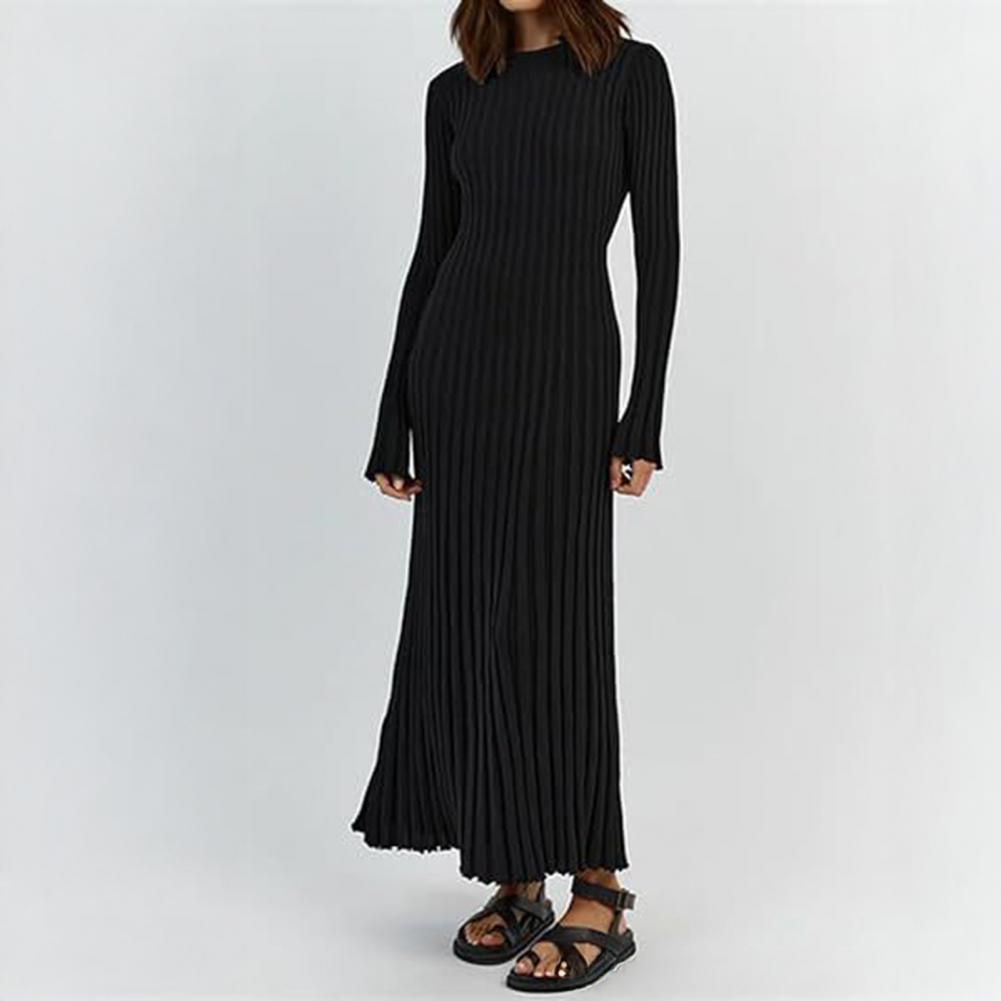 골지 니트 드레스 여성용 긴팔 니트 맥시 드레스 크루넥 - Bodycon Long Sleeve Ribbed Dress 리뷰 및 가격