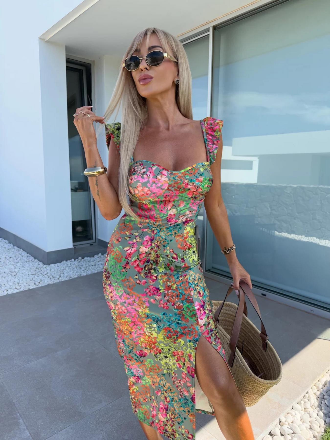 유럽과 미국의 새로운 여름 우아한 디자인 프렌치 플라워 - French Vintage Floral Midi Dress 리뷰 및 가격