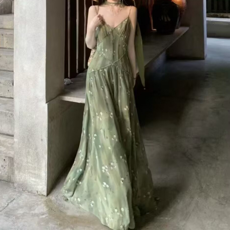 2025년 신상 빈티지 우아한 프렌치 플로럴 프린트 브 - French Vintage Floral Midi Dress 리뷰 및 가격