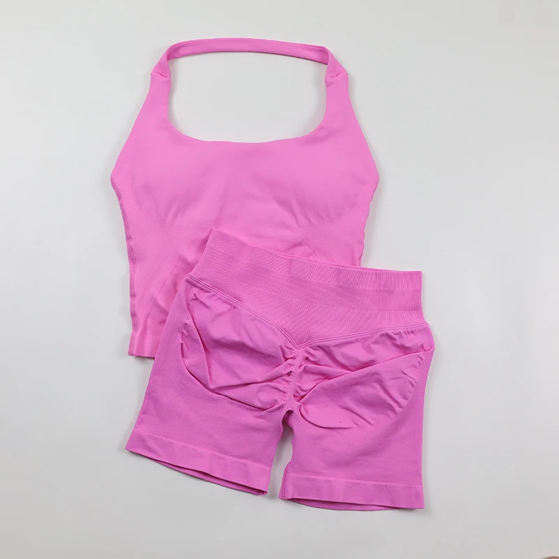 심리스 요가 세트 여성용 백리스 홀터 탱크탑 리브드 허 - Seamless Ribbed Workout Tank Top 리뷰 및 가격