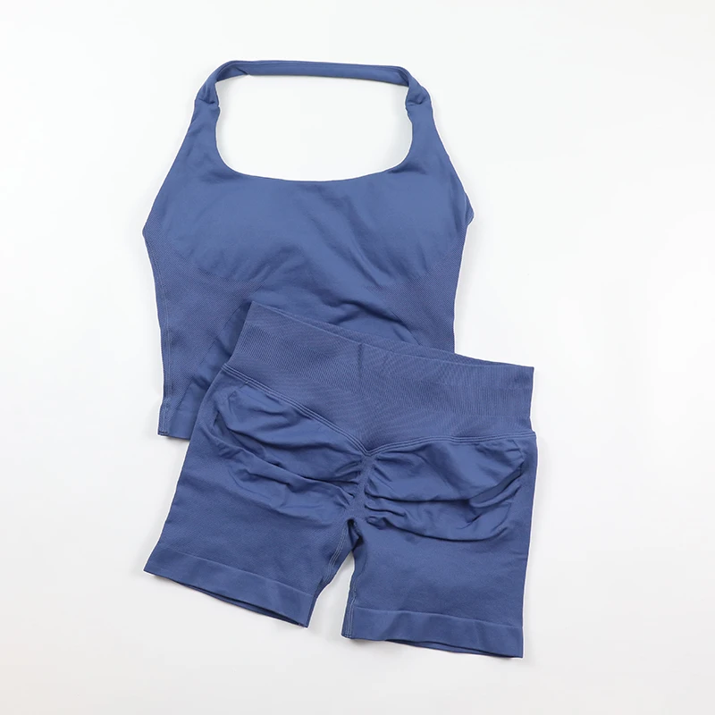 심리스 요가 세트 여성용 백리스 홀터 탱크탑 리브드 허 - Seamless Ribbed Workout Tank Top 리뷰 및 가격