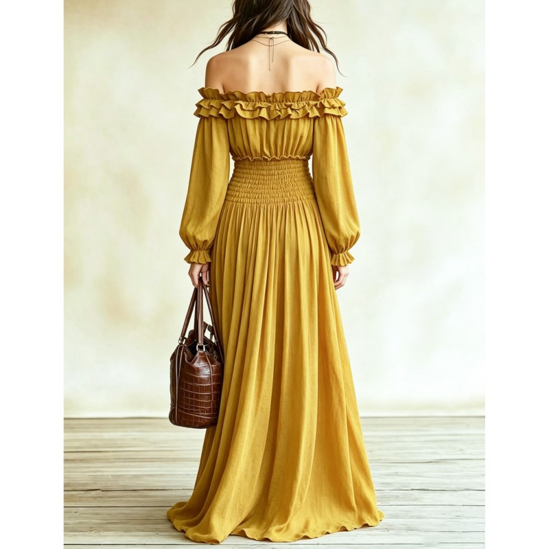 오프숄더 패션 맥시 드레스 여성 가을 러플넥 랜턴 슬리 - Off Shoulder Puff Sleeve Sundress 리뷰 및 가격