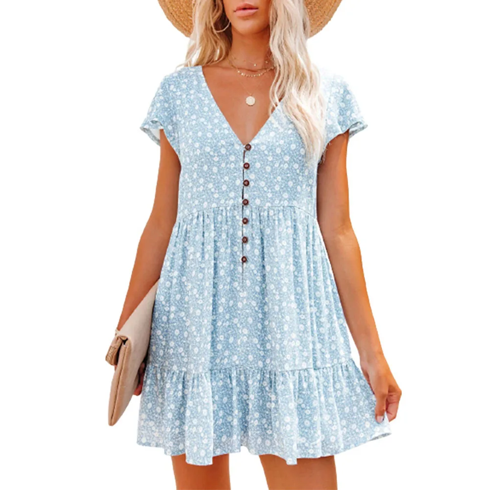 유럽과 봄 여름 독립 스탠드 브이넥 버튼 작은 부러진  - French Vintage Floral Midi Dress 리뷰 및 가격