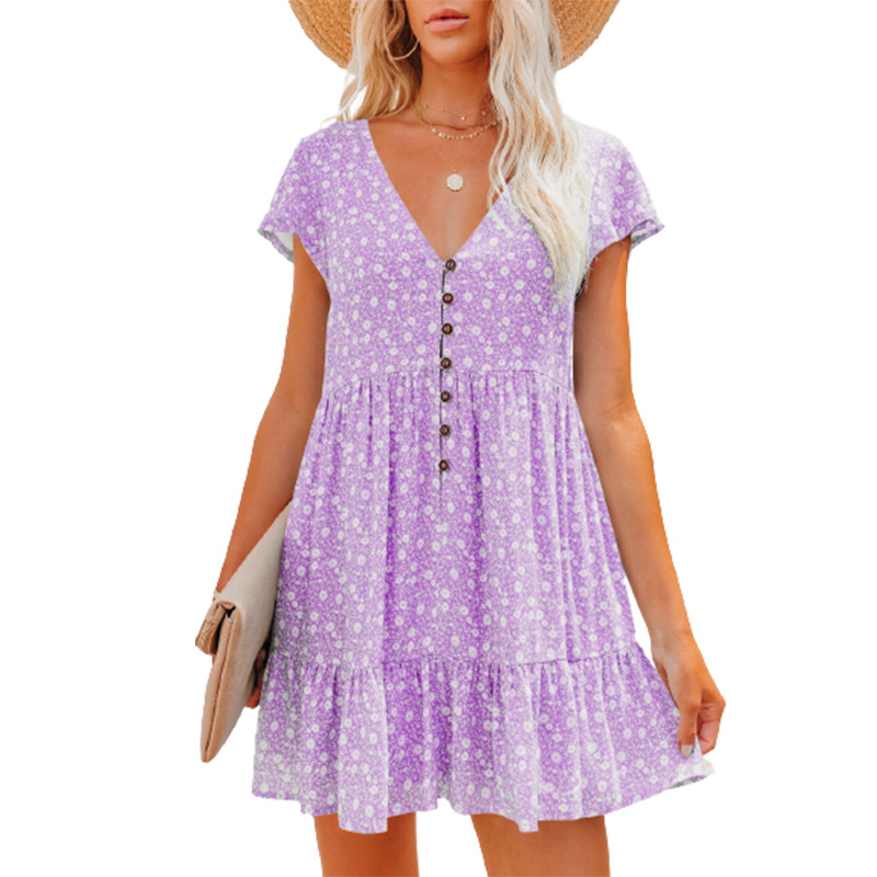 유럽과 봄 여름 독립 스탠드 브이넥 버튼 작은 부러진  - French Vintage Floral Midi Dress 리뷰 및 가격