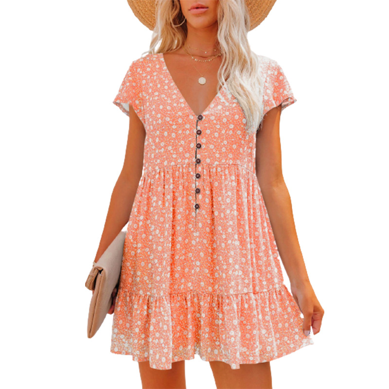 유럽과 봄 여름 독립 스탠드 브이넥 버튼 작은 부러진  - French Vintage Floral Midi Dress 리뷰 및 가격