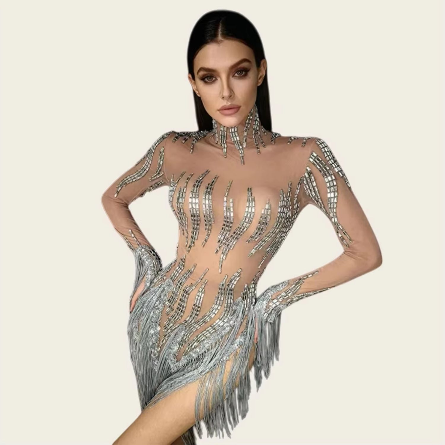 반짝이는 라인스톤 태슬 숏 드레스 나이트클럽 드랙퀸 공 - Sparkly Rhinestone Club Party Dress 리뷰 및 가격